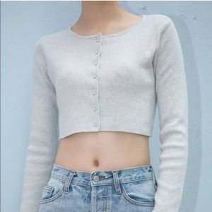 brandy melville gray cropped cardigan NWOT